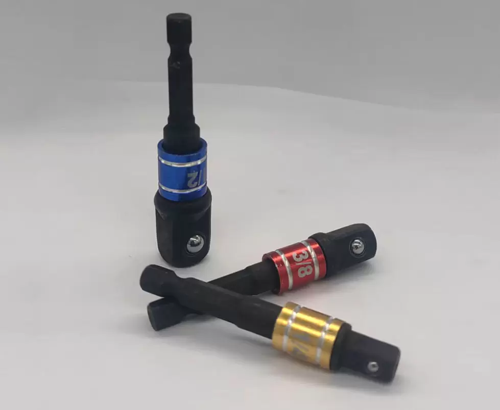 Schlagschrauber-Adapterset 1/4", 3/8", 1/2", Sechskantschaft, mehrfarbig